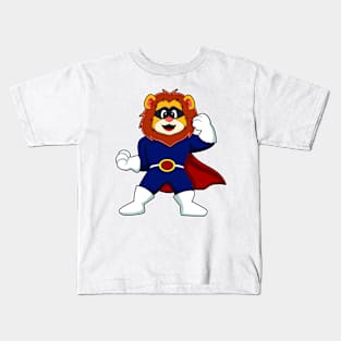 Lion as Hero with Mask Kids T-Shirt